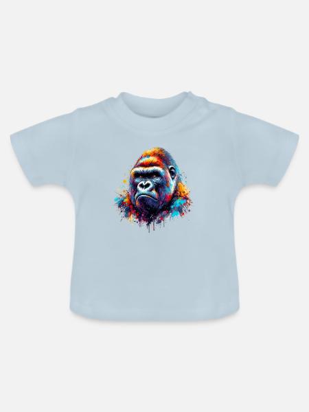 Gorilla - Baby Bio-T-Shirt mit Rundhals - Hellblau