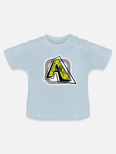 Buchstabe A - Baby Bio-T-Shirt mit Rundhals - Hellblau