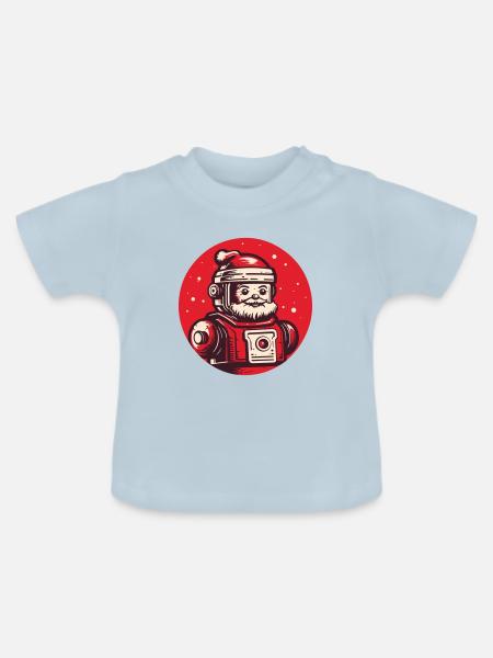 Robo-Santa: Festlicher Android - Baby Bio-T-Shirt mit Rundhals - Hellblau