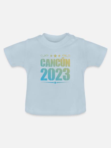 Cancun 2023 - Baby Bio-T-Shirt mit Rundhals - Hellblau