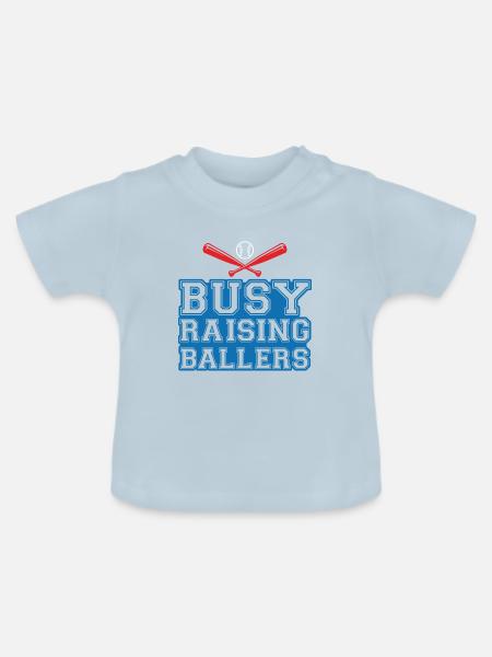 baseball ballers - Baby Bio-T-Shirt mit Rundhals - Hellblau