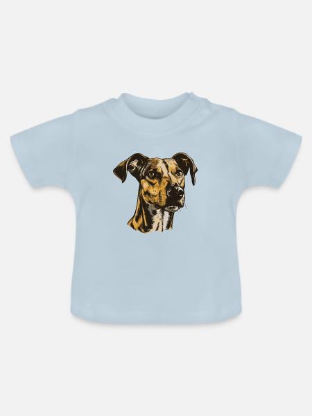 Greyhound Hund Portrait - Baby Bio-T-Shirt mit Rundhals - Hellblau