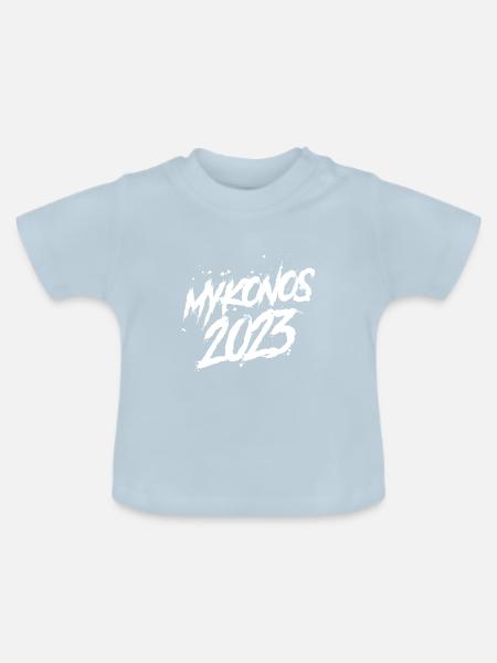Mykonos 2023 - Baby Bio-T-Shirt mit Rundhals - Hellblau