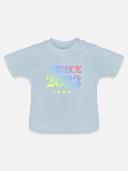 Greece 2023 - Baby Bio-T-Shirt mit Rundhals - Hellblau