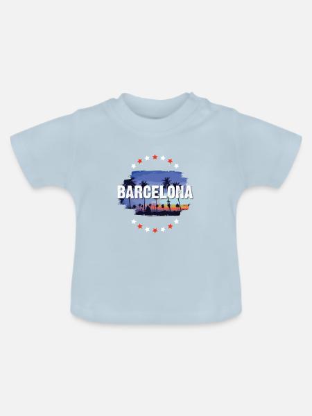 Barcelona - Baby Bio-T-Shirt mit Rundhals - Hellblau