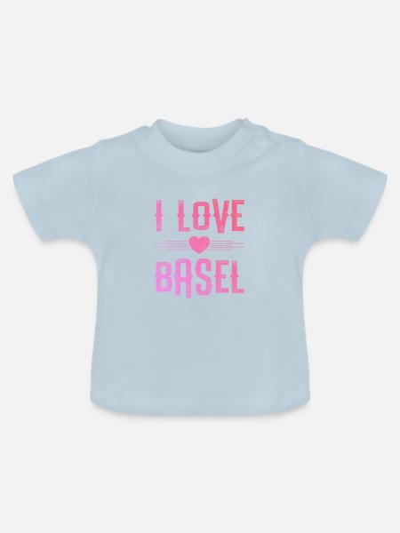I Love Basel - Baby Bio-T-Shirt mit Rundhals - Hellblau