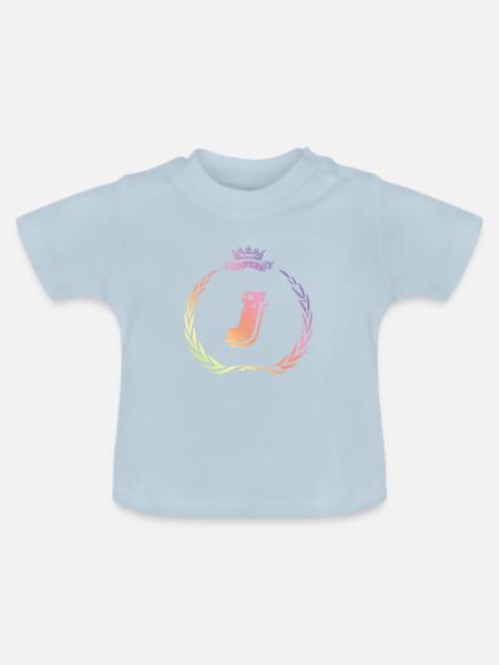 J Buchstabe Kranz - Baby Bio-T-Shirt mit Rundhals - Hellblau