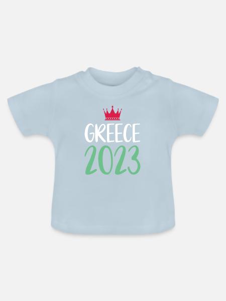 Greece 2023 - Baby Bio-T-Shirt mit Rundhals - Hellblau