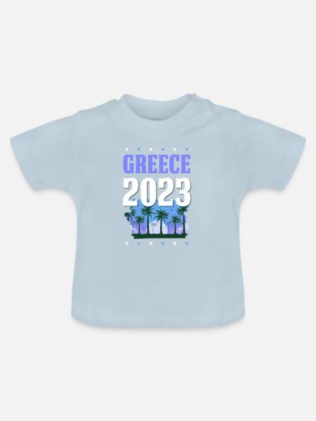 Greece 2023 - Baby Bio-T-Shirt mit Rundhals - Hellblau