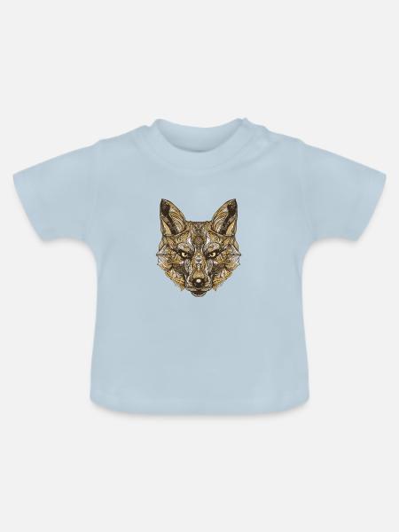 Fuchs Portrait - Baby Bio-T-Shirt mit Rundhals - Hellblau