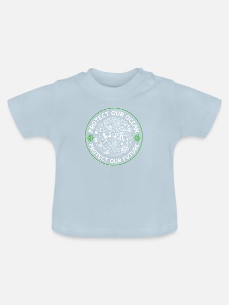 save the ocean - Baby Bio-T-Shirt mit Rundhals - Hellblau