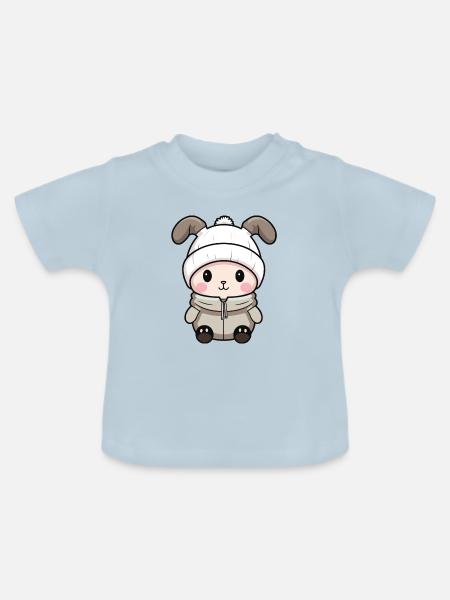Hase Winter Comic - Baby Bio-T-Shirt mit Rundhals - Hellblau