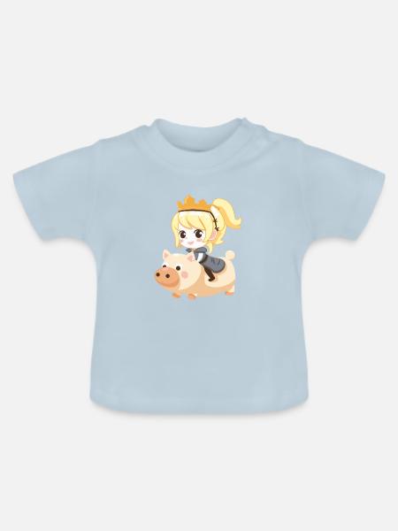 Prinzessin Schwein Märchen - Baby Bio-T-Shirt mit Rundhals - Hellblau