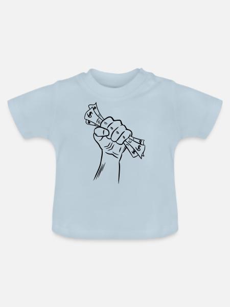 Hand mit Geld - Baby Bio-T-Shirt mit Rundhals - Hellblau
