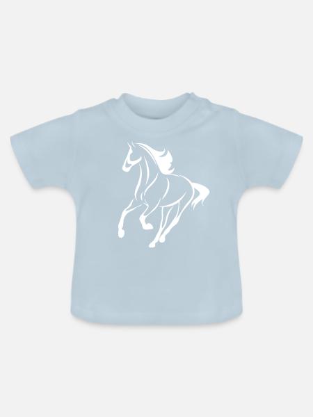 Abbildung Pferd Weiß - Baby Bio-T-Shirt mit Rundhals - Hellblau