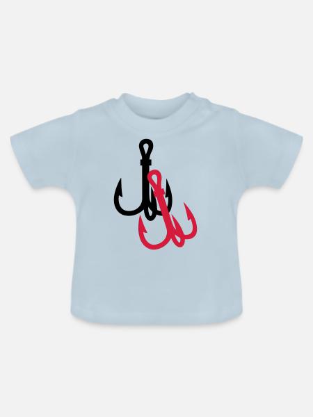 fishing hooks - Baby Bio-T-Shirt mit Rundhals - Hellblau