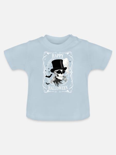 Happy Halloween - Baby Bio-T-Shirt mit Rundhals - Hellblau