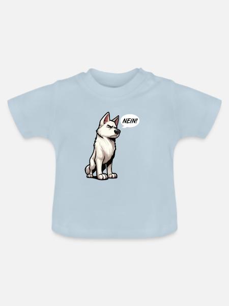 Nein Weißer Schäferhund Schäferhund Schäferhunde - Baby Bio-T-Shirt mit Rundhals - Hellblau