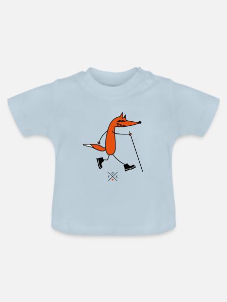 wandernder Fuchs - Baby Bio-T-Shirt mit Rundhals - Hellblau
