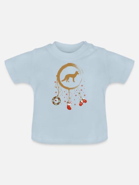 Fuchs Weihnachten Weihnachtstraumfänger - Baby Bio-T-Shirt mit Rundhals - Hellblau