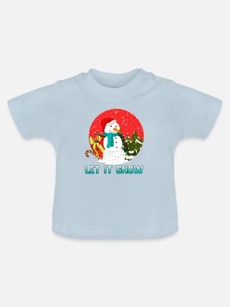 Let It Snow - Baby Bio-T-Shirt mit Rundhals - Hellblau