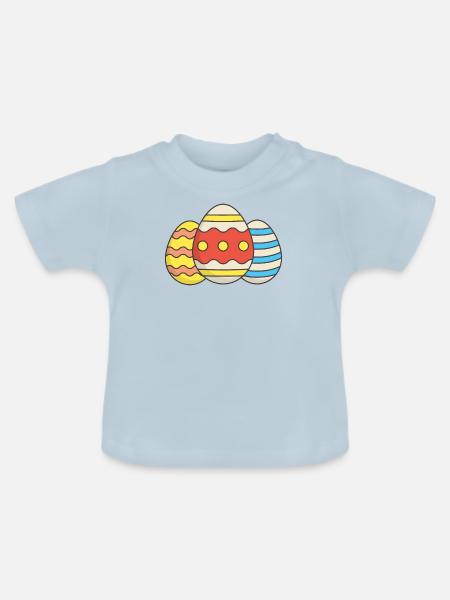 bunte Ostereier - Baby Bio-T-Shirt mit Rundhals - Hellblau