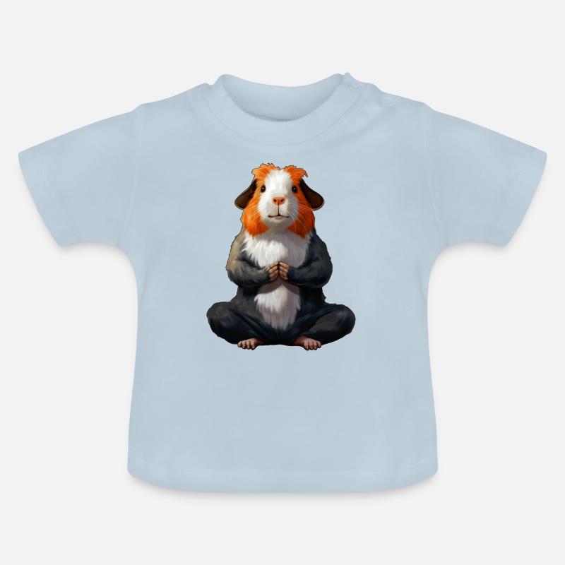 Yoga Cochon d’Inde - T-shirt bio col rond Bébé - bleu clair