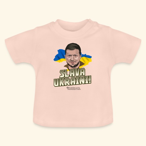Zelensky Porträt und Slogan Ruhm der Ukraine - Baby Bio-T-Shirt mit Rundhals