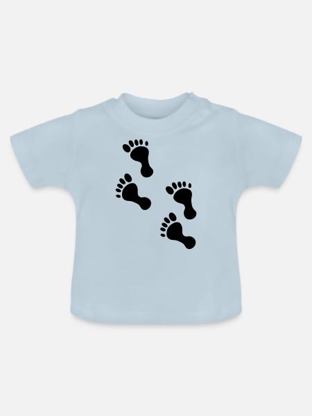 foot steps - Baby Bio-T-Shirt mit Rundhals - Hellblau