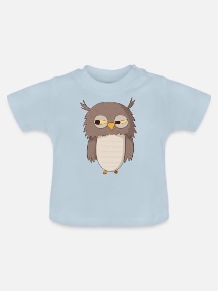 Kauz Eule - Baby Bio-T-Shirt mit Rundhals - Hellblau
