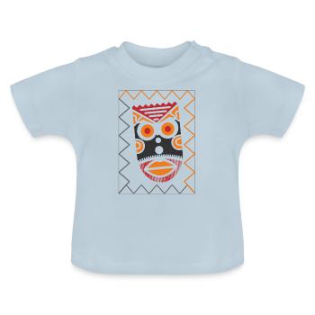 TALISMAN RYUJIN Maske, lustiges T-Shirt - Baby Bio-T-Shirt mit Rundhals - Hellblau - Vorne
