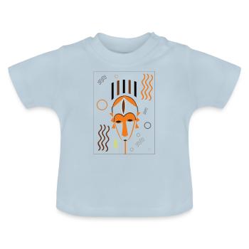 TALISMAN PESHE Maske, lustiges T-Shirt - Baby Bio-T-Shirt mit Rundhals - Hellblau - Vorne