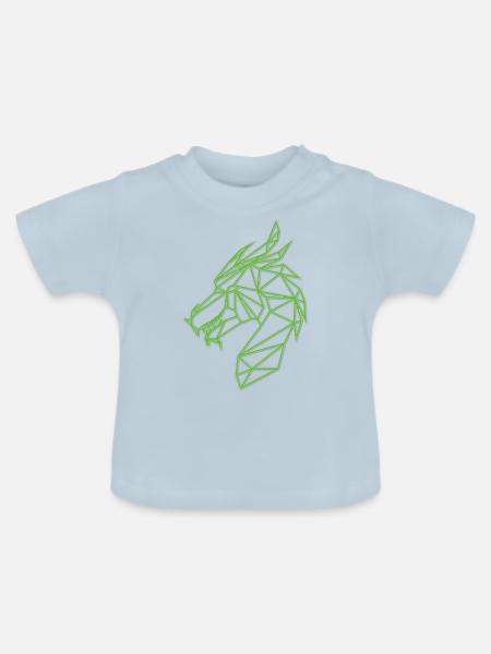 Drachengrünes Geo - Baby Bio-T-Shirt mit Rundhals - Hellblau