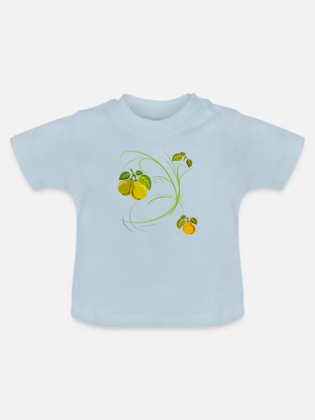 Birne, Obst - Baby Bio-T-Shirt mit Rundhals - Hellblau