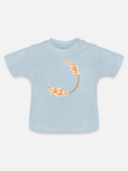 Pfirsichblüten Kranz im samtig-weichen Pfirsichton - Baby Bio-T-Shirt mit Rundhals - Hellblau