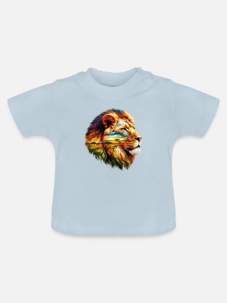Löwe - Baby Bio-T-Shirt mit Rundhals - Hellblau