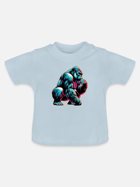 Gorilla - Baby Bio-T-Shirt mit Rundhals - Hellblau