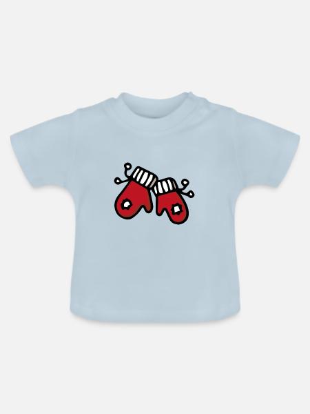 Fäustling Handschuhe Winter - Baby Bio-T-Shirt mit Rundhals - Hellblau