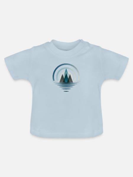 Symbolisches Berg Abstraktes Logo - Baby Bio-T-Shirt mit Rundhals - Hellblau