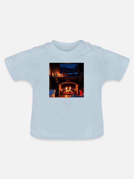 Gemütliche Kaminszene - Baby Bio-T-Shirt mit Rundhals - Hellblau