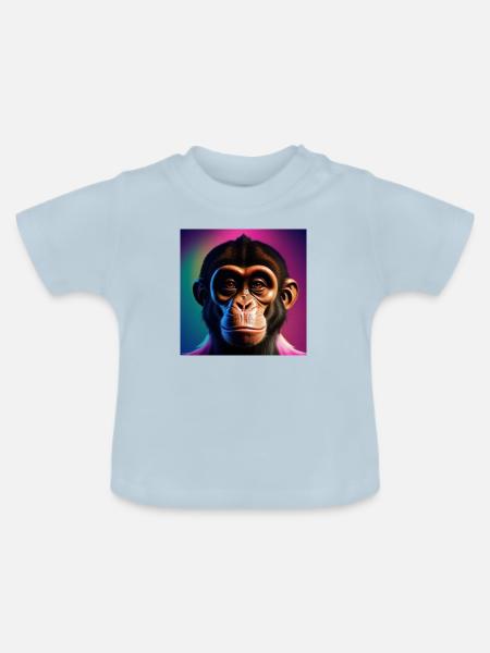 Frecher Affe - Baby Bio-T-Shirt mit Rundhals - Hellblau
