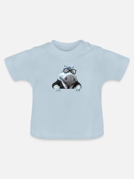 Illustration einer lustigen Pferdebüste - Baby Bio-T-Shirt mit Rundhals - Hellblau