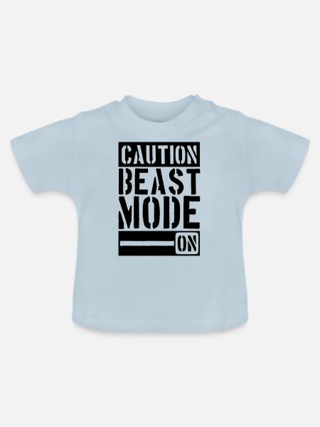 Caution Beast Mode On - Baby Bio-T-Shirt mit Rundhals - Hellblau