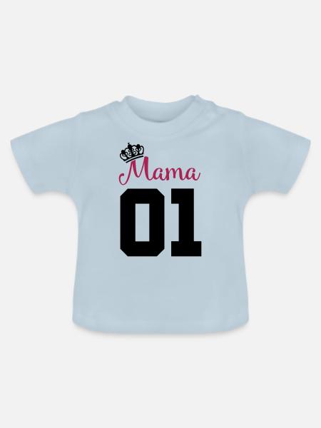 mama 01 - Baby Bio-T-Shirt mit Rundhals - Hellblau