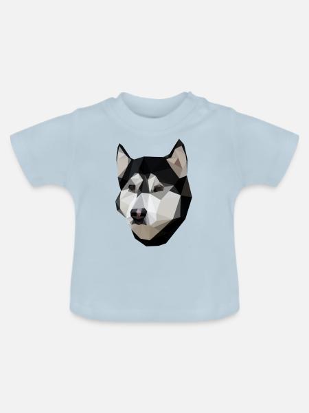 Low Polly Husky - Baby Bio-T-Shirt mit Rundhals - Hellblau