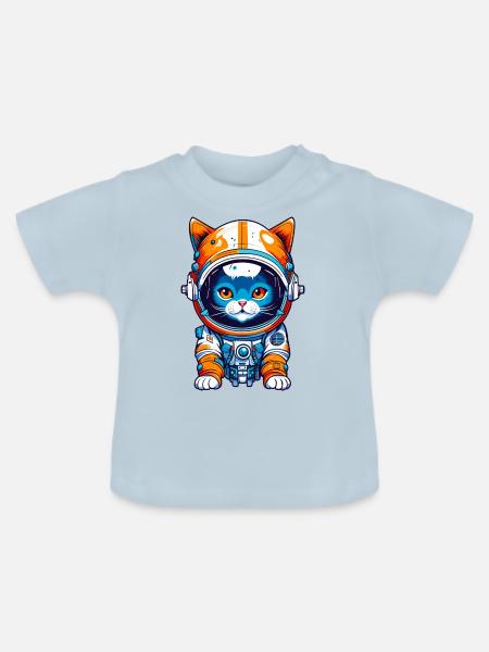 Space Cat 01 - Baby Bio-T-Shirt mit Rundhals - Hellblau