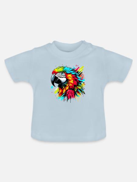 Papagei - Baby Bio-T-Shirt mit Rundhals - Hellblau