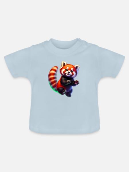 Kleiner Panda - Baby Bio-T-Shirt mit Rundhals - Hellblau