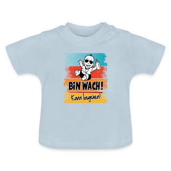 Baby Geschrei Sprüche Durchschlafen Ausschlafen - Baby Bio-T-Shirt mit Rundhals - Hellblau - Vorne