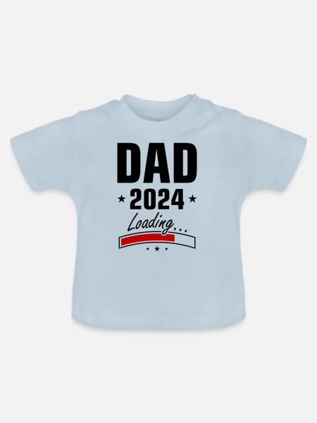 Dad 2024 Loading Papa - Baby Bio-T-Shirt mit Rundhals - Hellblau